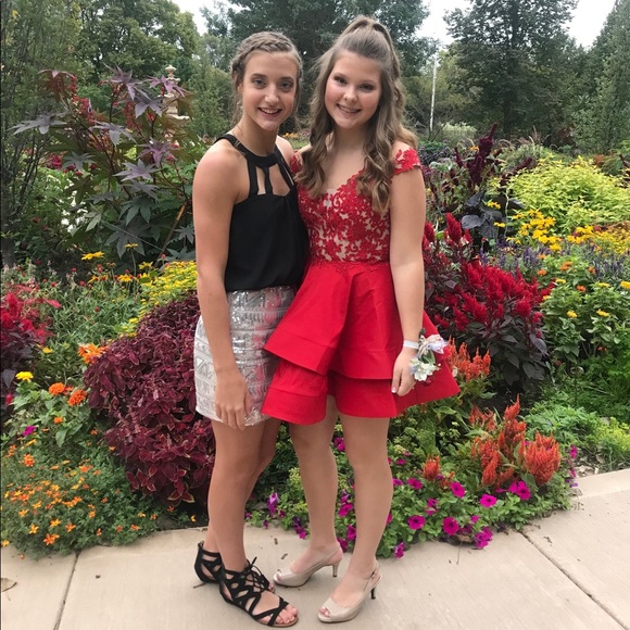 red off the shoulder hoco dress